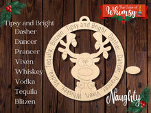 Load image into Gallery viewer, Reindeer Ornament Naughty or Nice