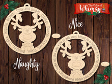 Load image into Gallery viewer, Reindeer Ornament Naughty or Nice
