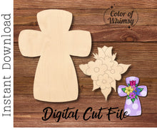 Load image into Gallery viewer, Cross Floral SVG Cut File
