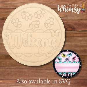 Welcome with Cute Flowers Round Layered
