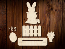 Load image into Gallery viewer, Bunny on Fence Table Sitter