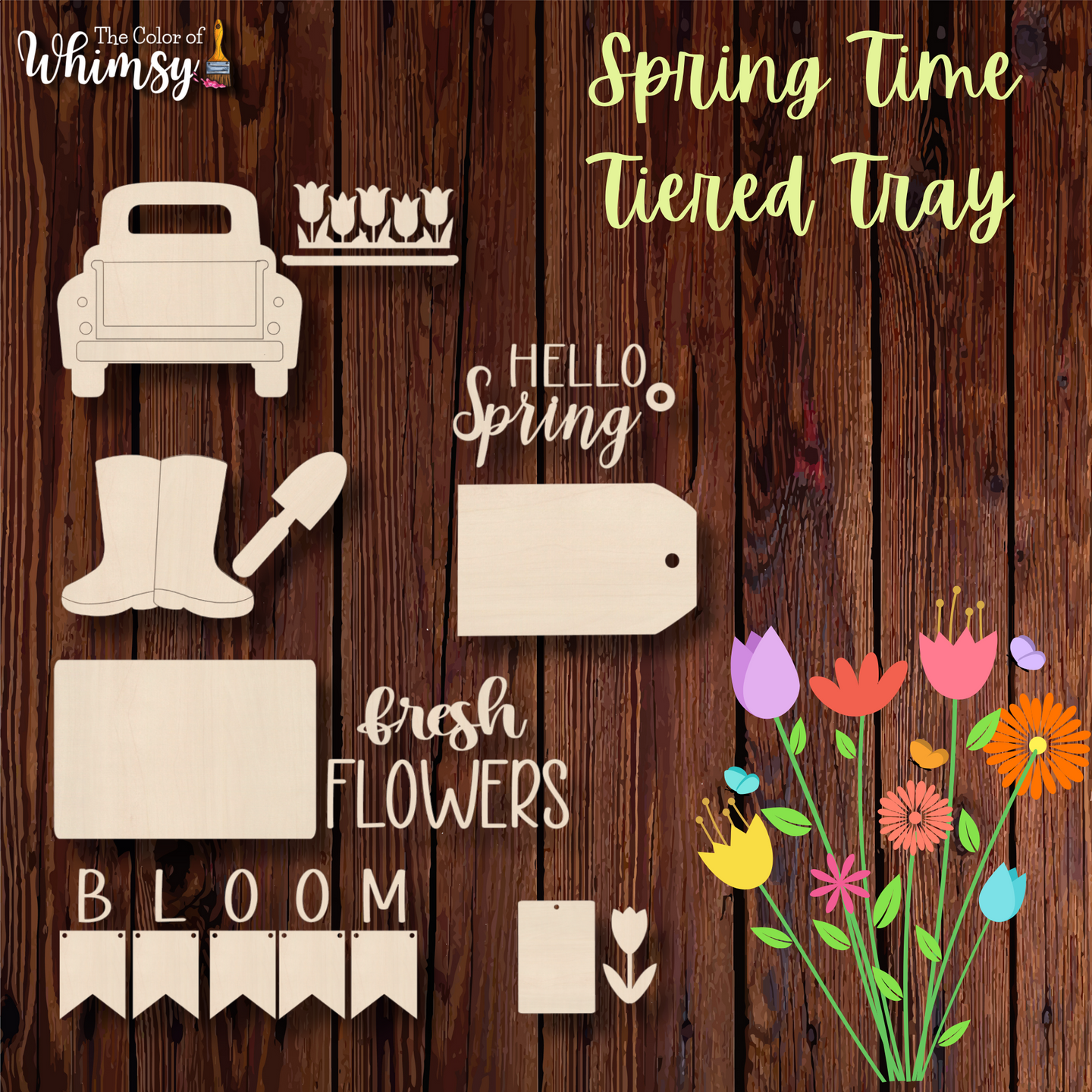 Spring Tulips Tiered Tray Set