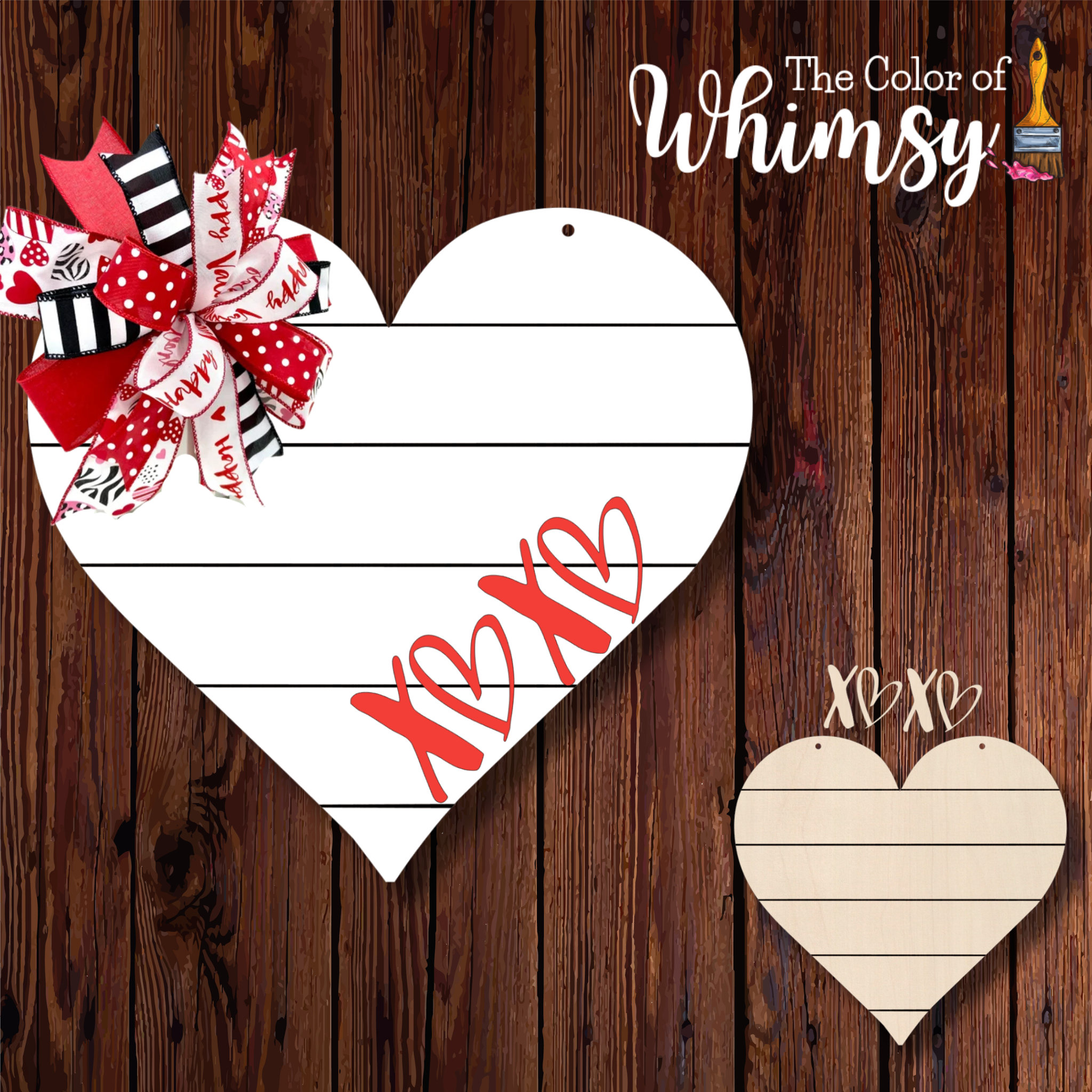 Layered XOXO Heart Unfinished Wood Shape For Door Hanger or Sign