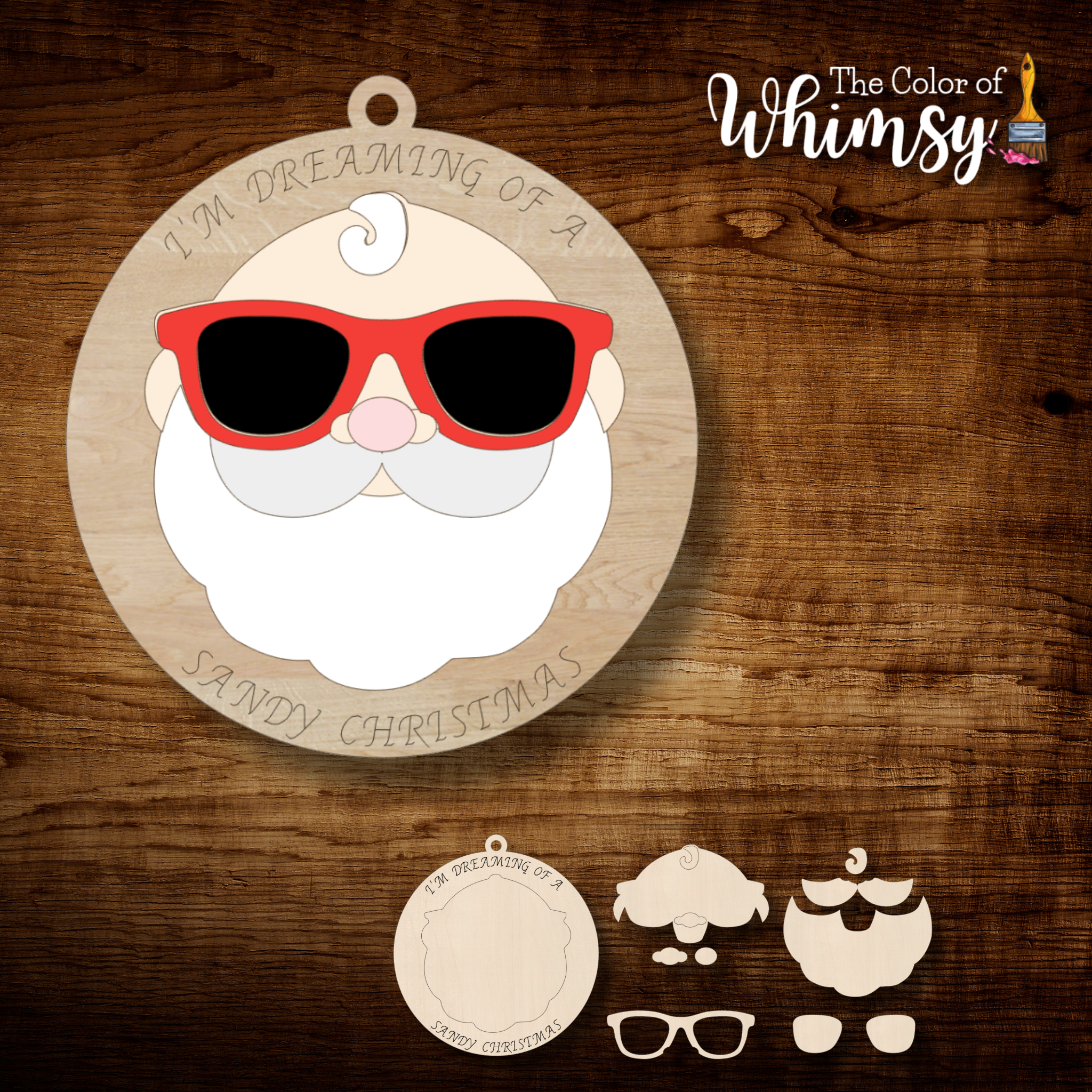 Dreaming of a Sandy Christmas Santa Layered Ornament