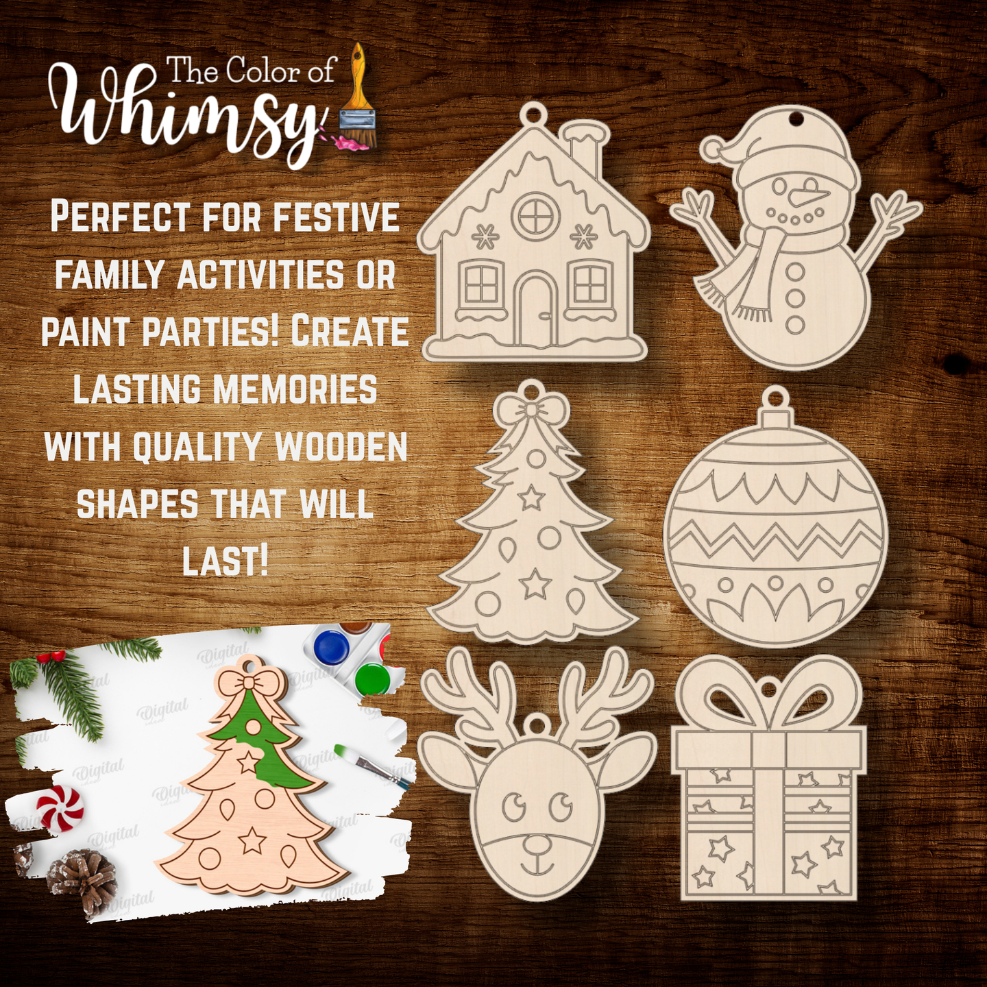 Christmas Ornament Bundle - Paintable Shapes