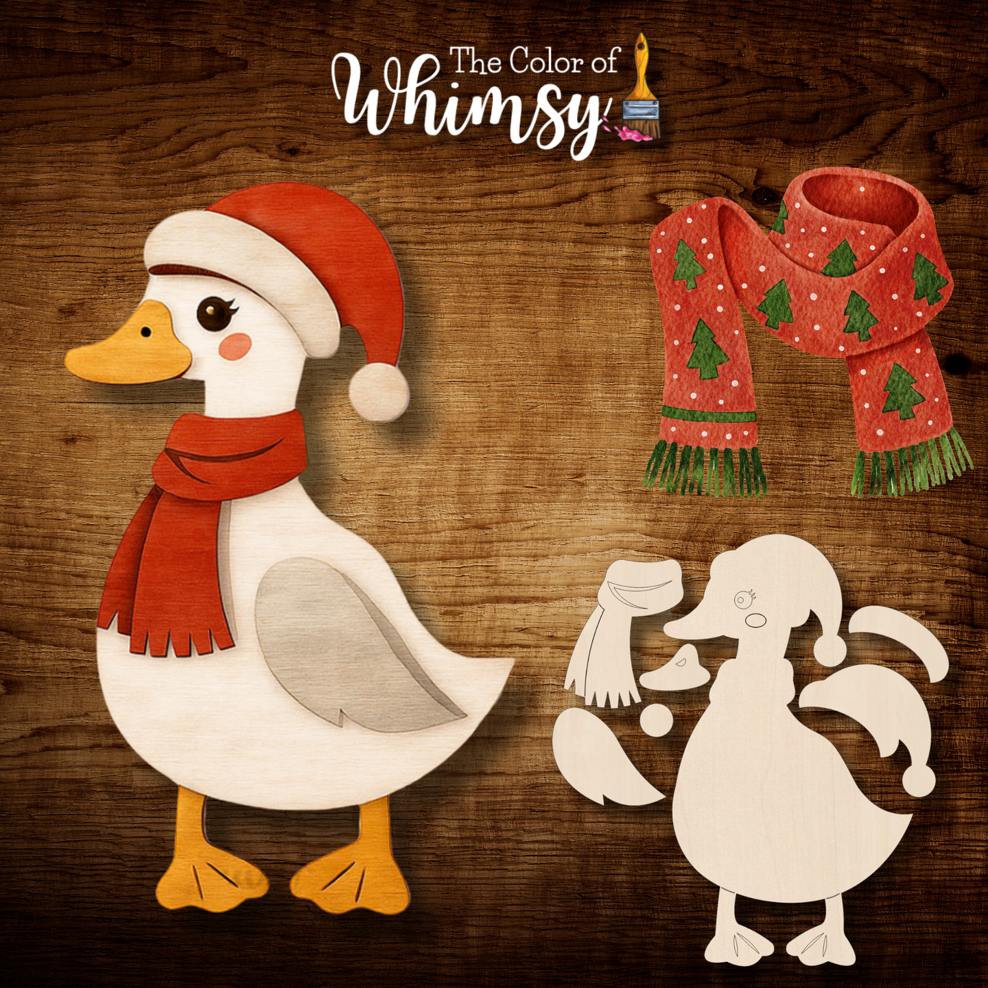 Christmas Duck in Scarf Doorhanger Decor