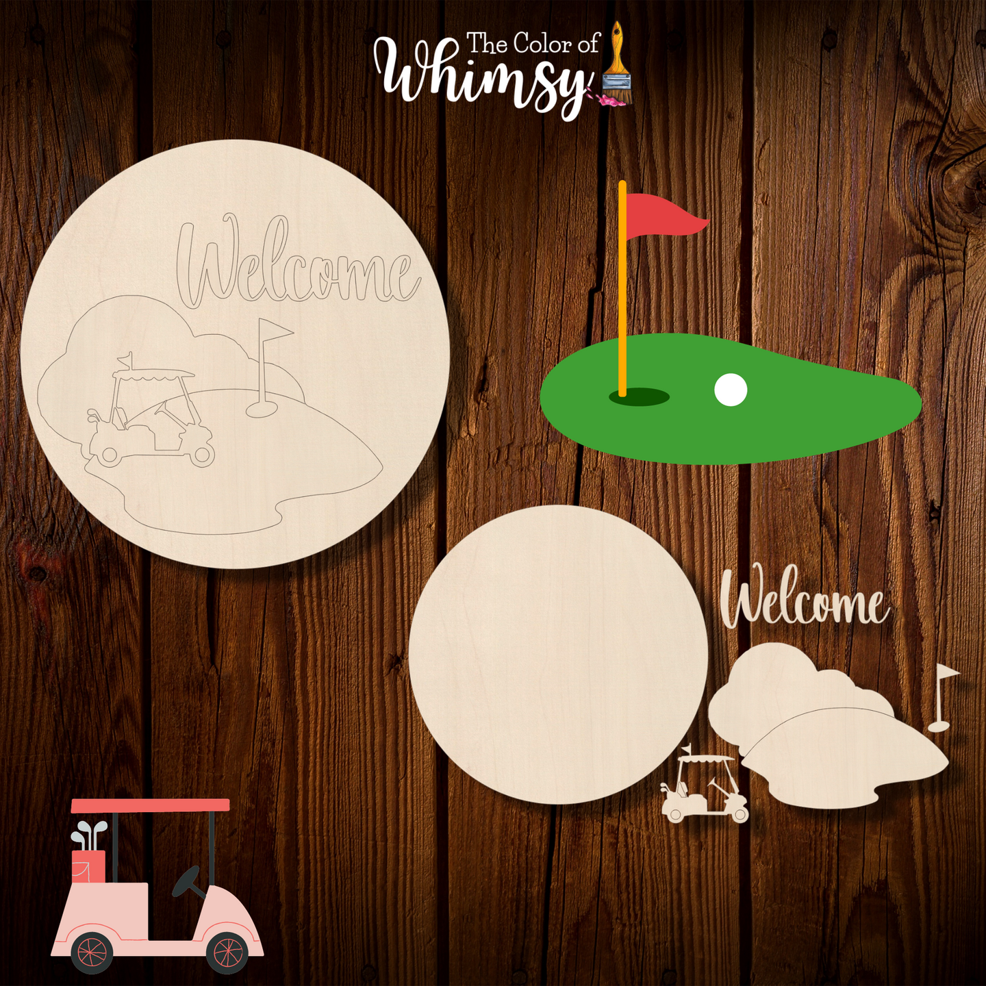 Welcome Golf Scene Layered Round