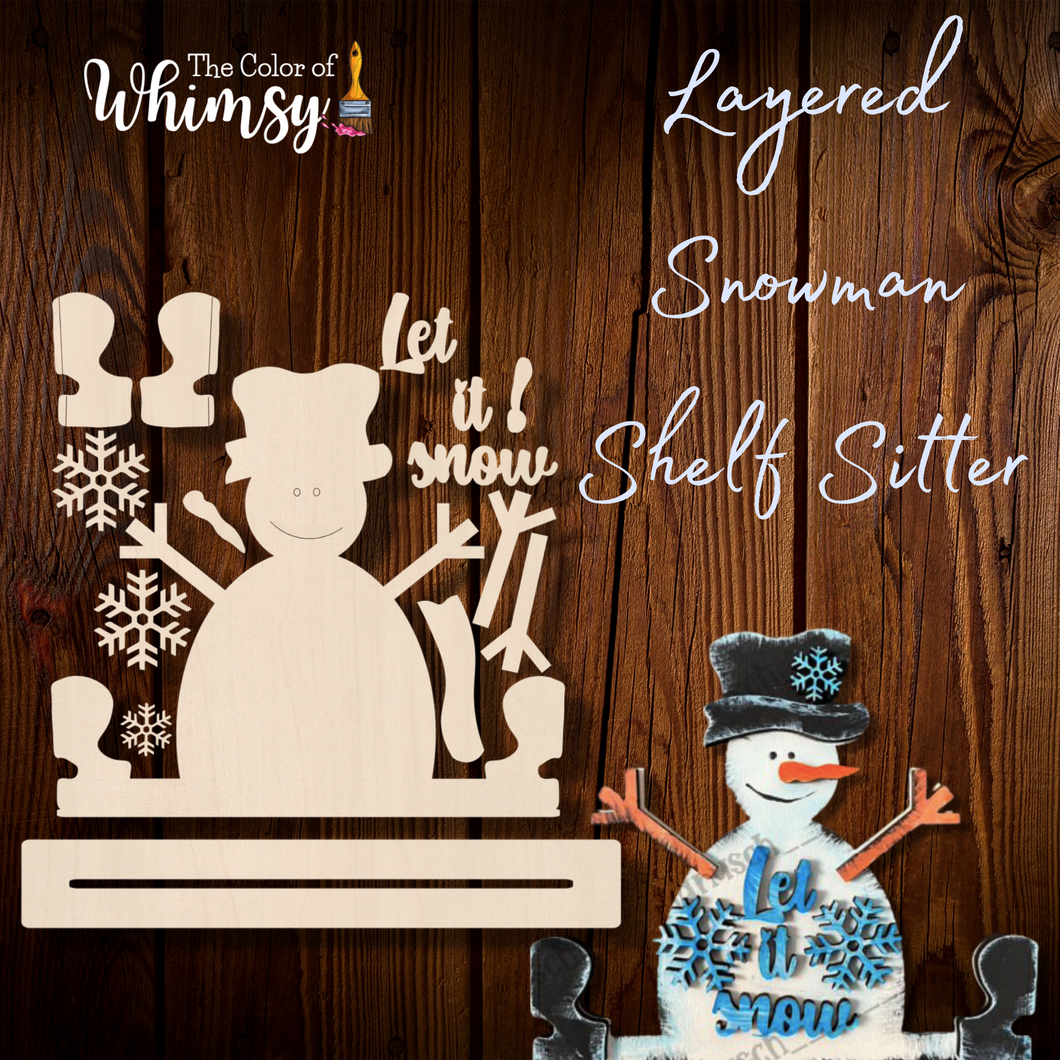Let it Snow Snowman Shelf Sitter with Stand