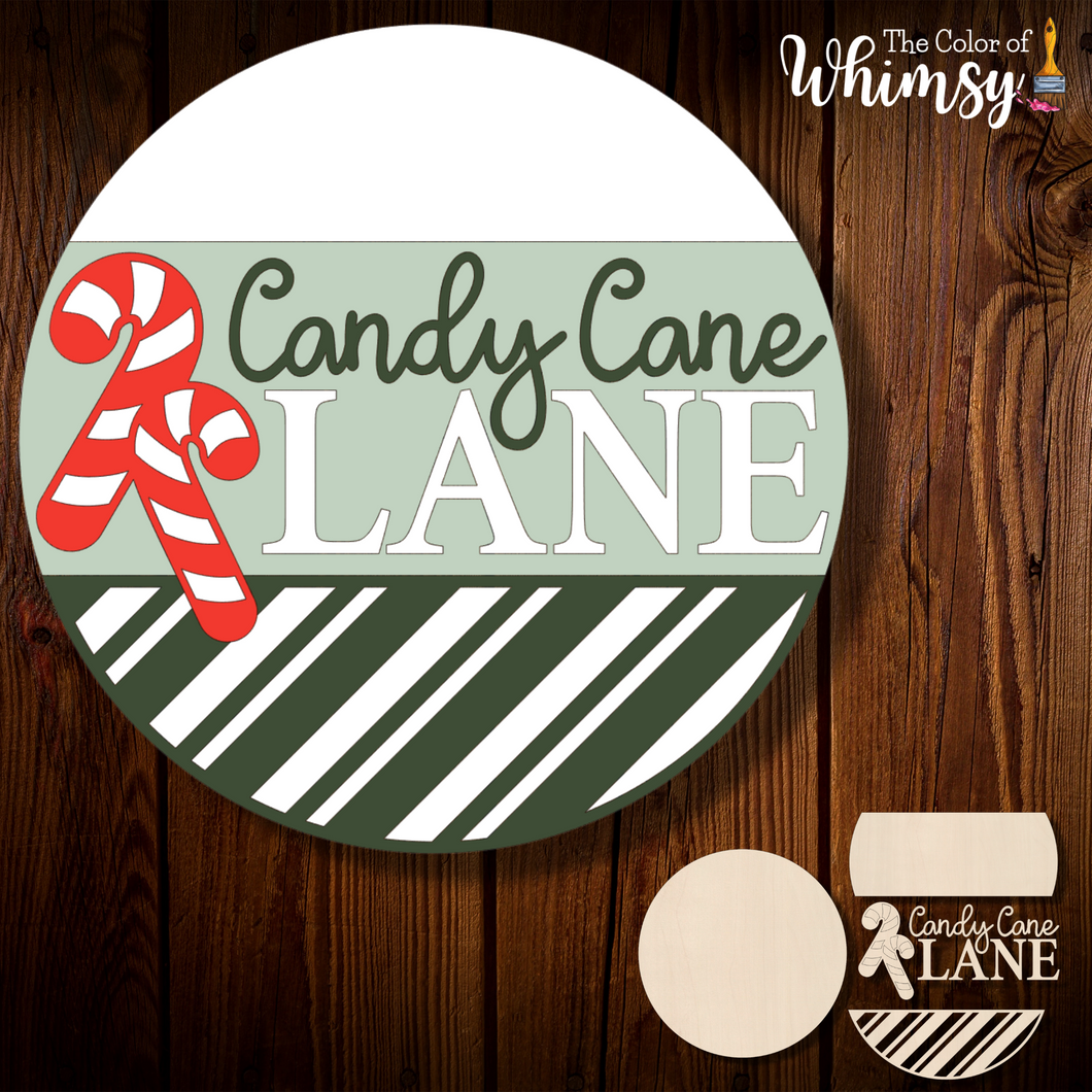 Candy Cane Lane Layered Sign