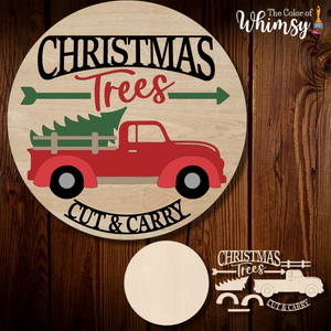 Christmas Tree Truck Layered Sign