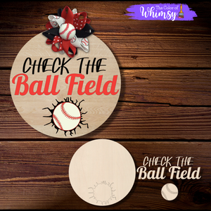 Check the Field Baseball Round - Layered or Etched