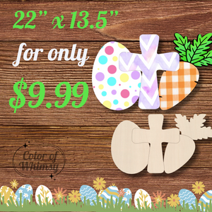 *SALE* 22" x 13.5” Cross, Egg and Carrot