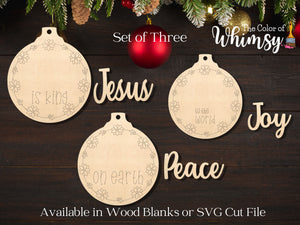 Christmas Floral Ornament Set Jesus-Joy-Peace SVG Digital File