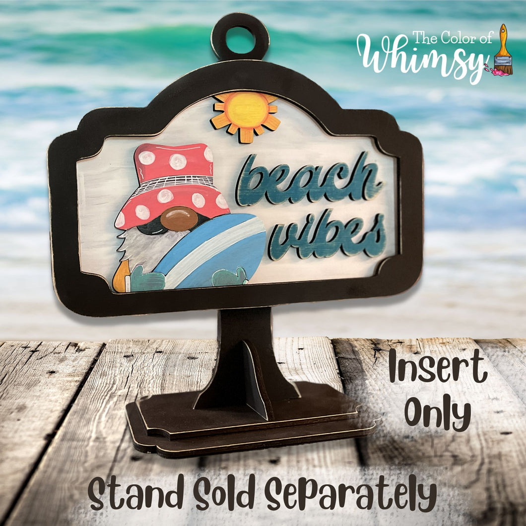 Beach Vibes Retro Gnome Sign INSERT ONLY