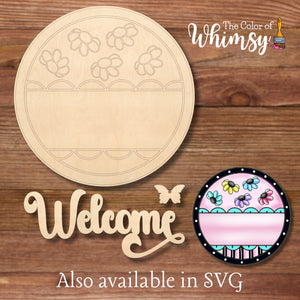 Welcome with Cute Flowers Round Layered