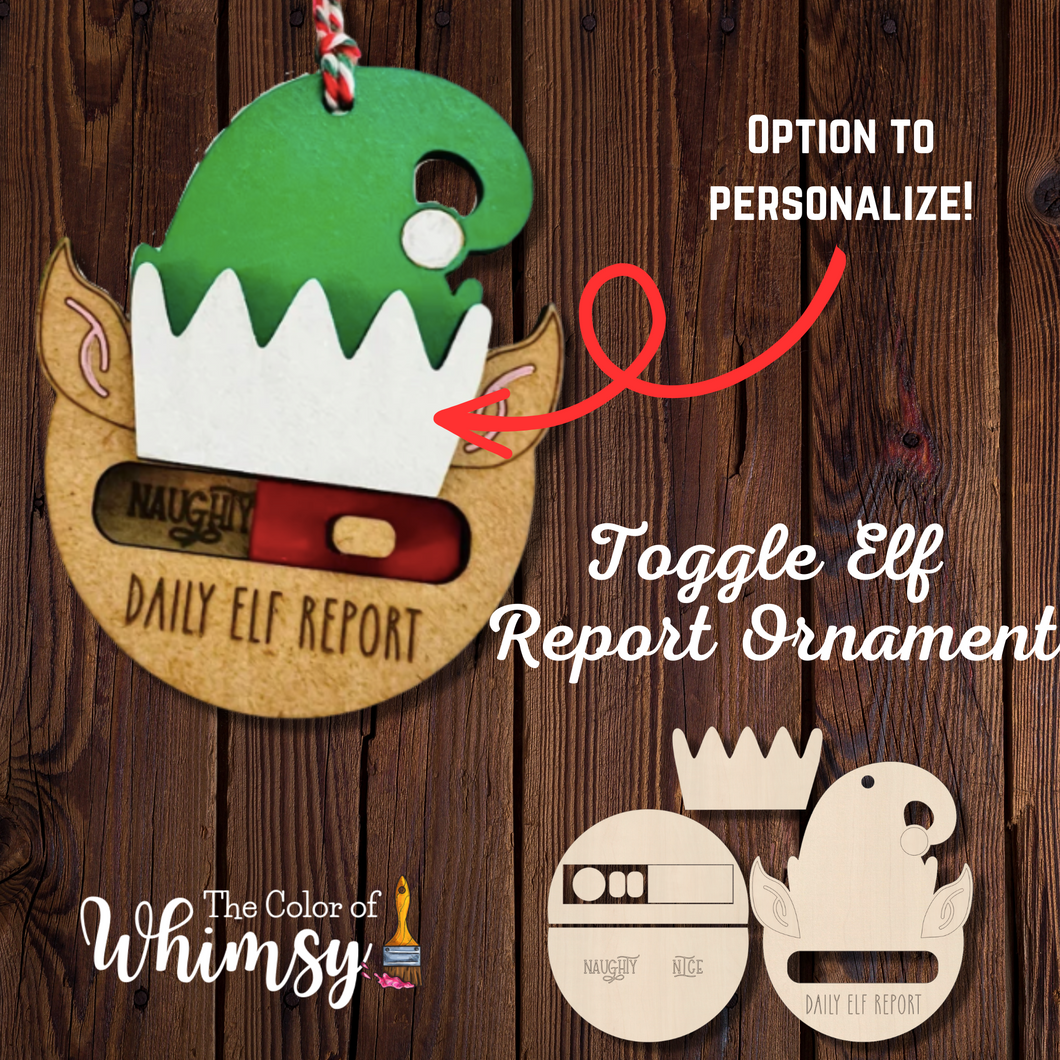 Naughty or Nice Elf Report Toggle Ornament (Option to Personalize)