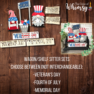 July 4th/Veterans/Memorial Day Gnomes Set Wagon/Shelf Additions