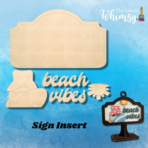 Beach Vibes Retro Gnome Sign INSERT ONLY