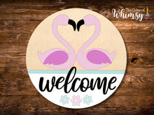 Load image into Gallery viewer, Flamingo Welcome Door Hanger
