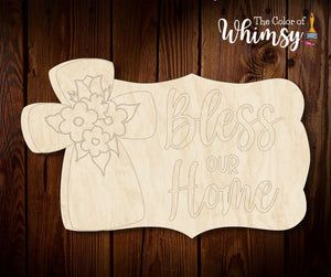 Bless Our Home Cross Plaque Whimsy