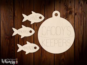 Daddy's Keepers Keychain Tag with Personalized Names