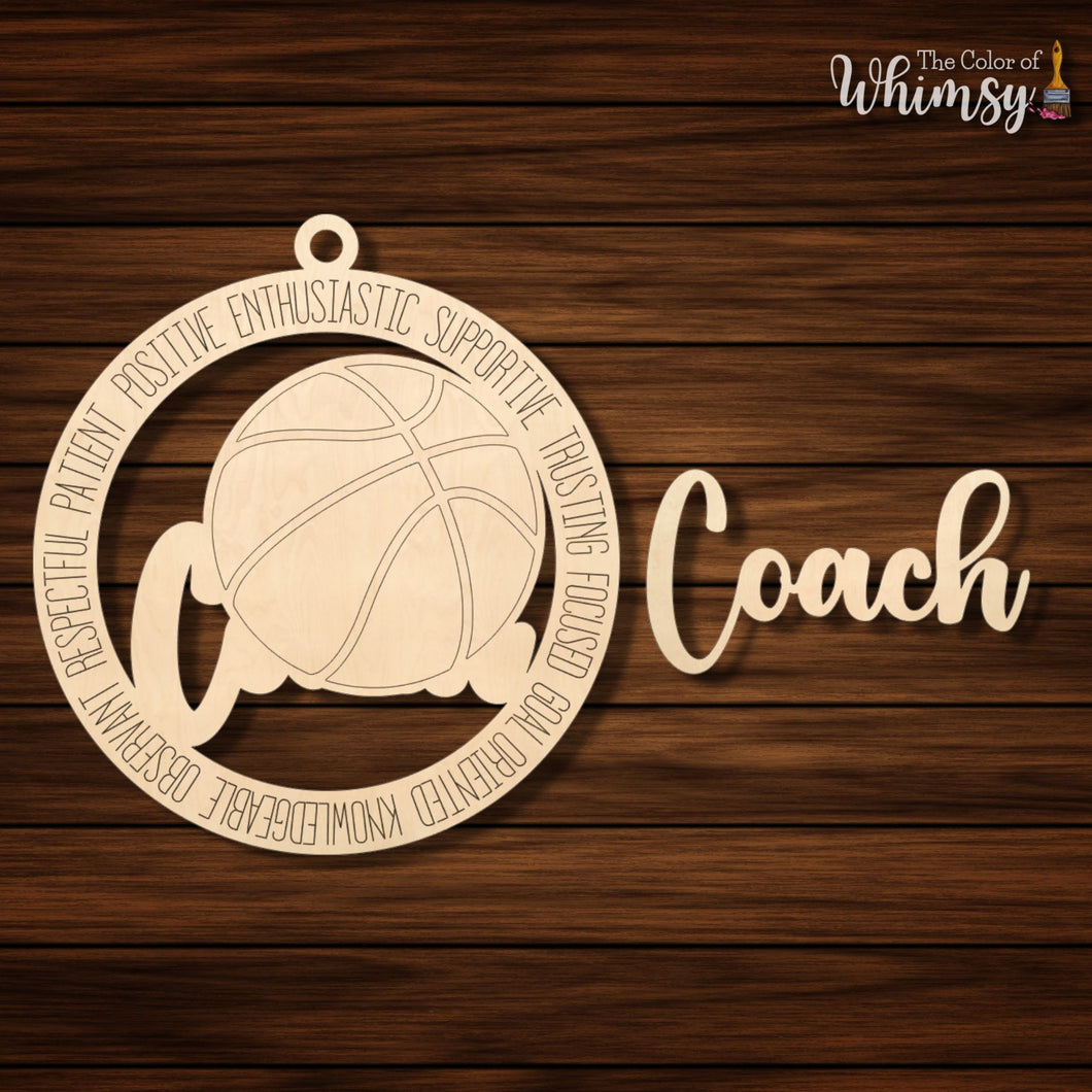 Layered Coach Basketball Ornament