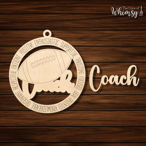 Layered Coach Football Ornament