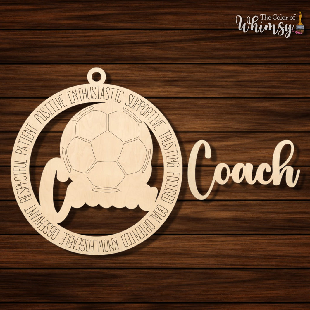 Layered Coach Soccer Ornament