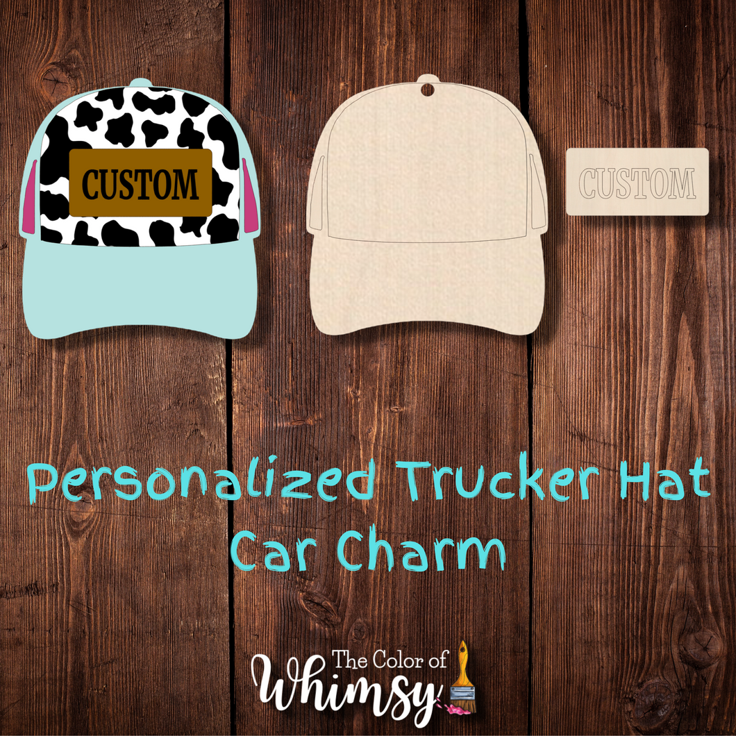 Personalized Layered Trucker Hat Car Charm - Personalized
