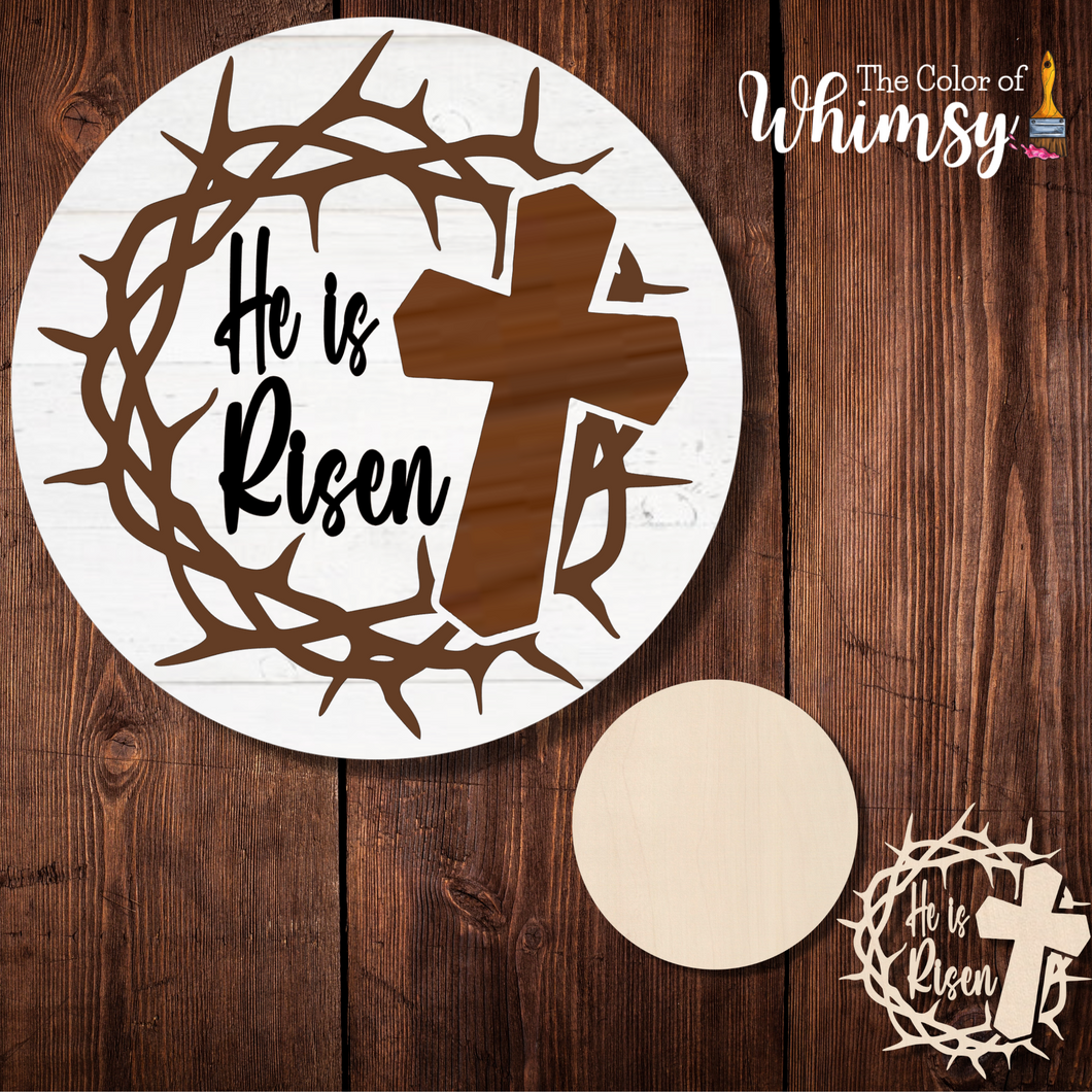 Layered Crown of Thorns He is Risen Sign