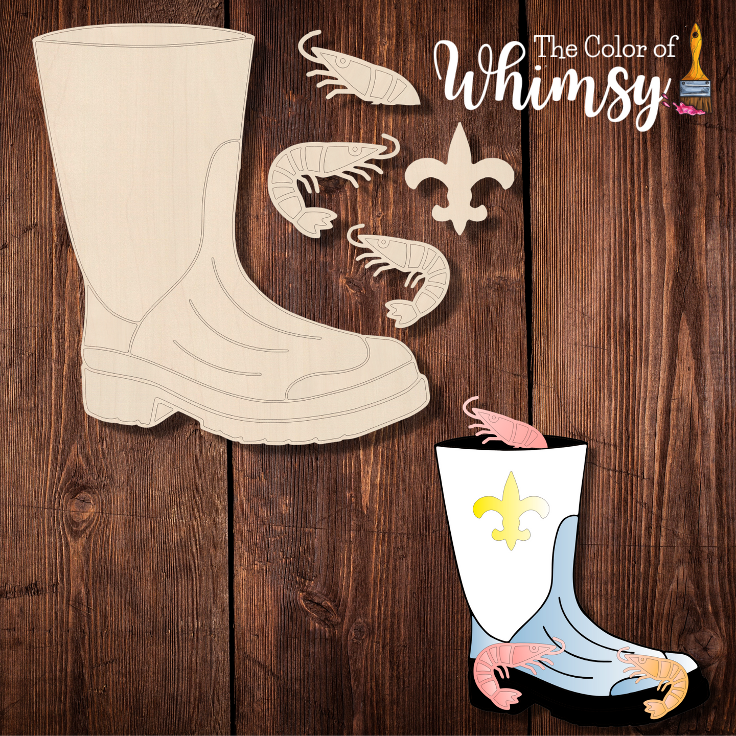 Welcome Layered Shrimp Boot Unfinished Wood Shape For Door Hanger or ...