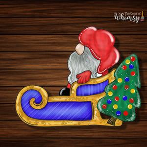 Winter Christmas Gnome on Sleigh