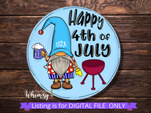 Load image into Gallery viewer, Happy Fourth Gnome SVG Cut File
