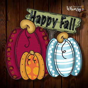 Happy Fall 3 Pumpkins SVG Template File