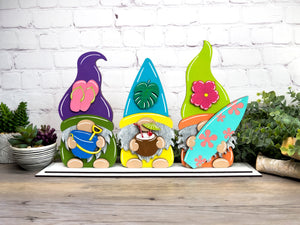 Three Summer Gnomes with Stand