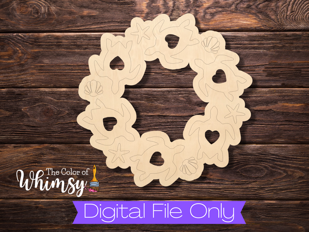 Sea Turtle Wreath SVG Cut File