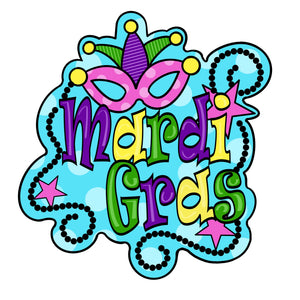Mardi Gras Sign with Beads