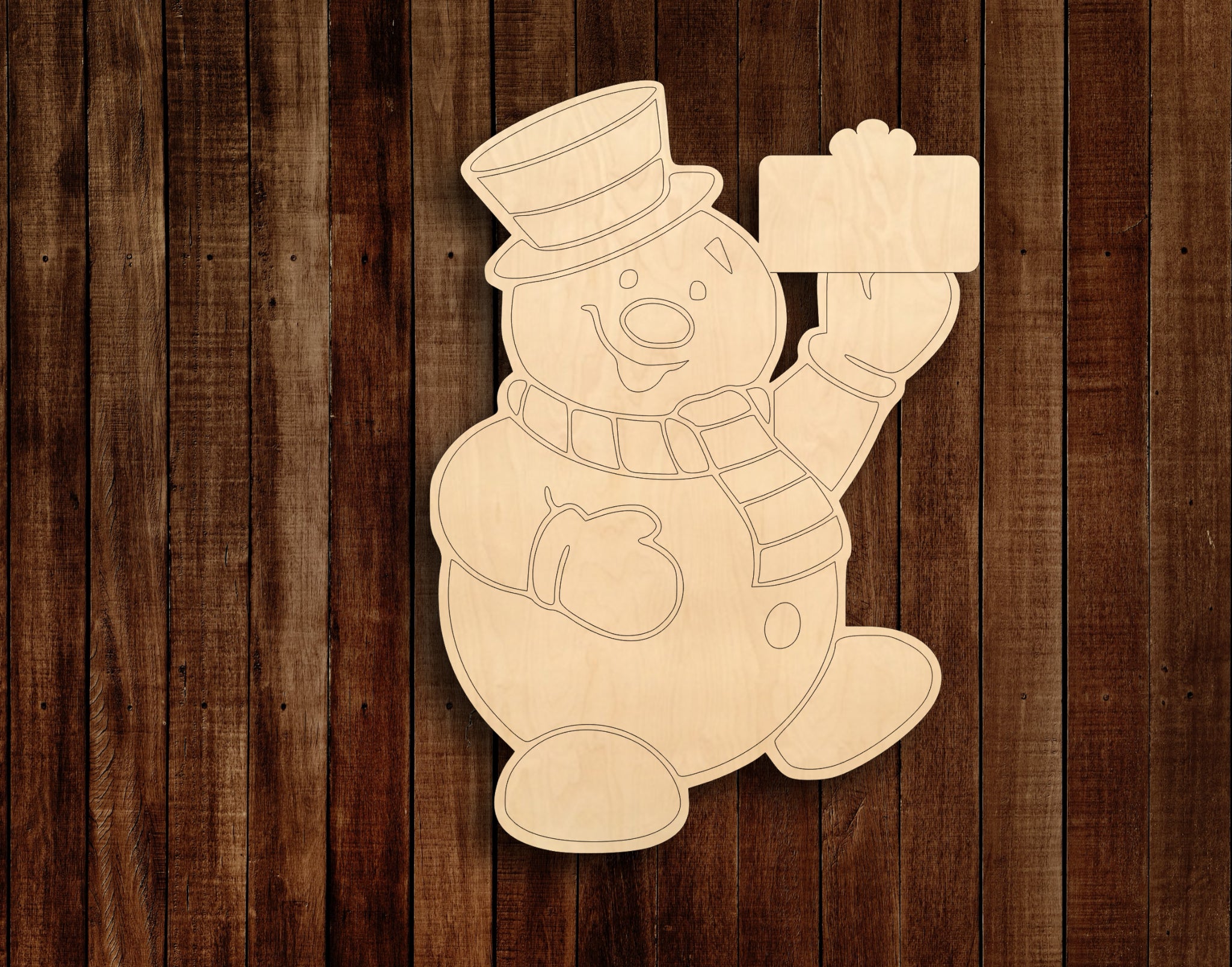 Snowman, Unfinished Wood Cutout, Paint by Line