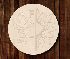 Hello Fall Sunflower Round - LAYERED OR ETCHED