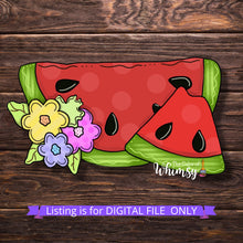 Load image into Gallery viewer, Watermelon Slice with Flowers SVG Cut File
