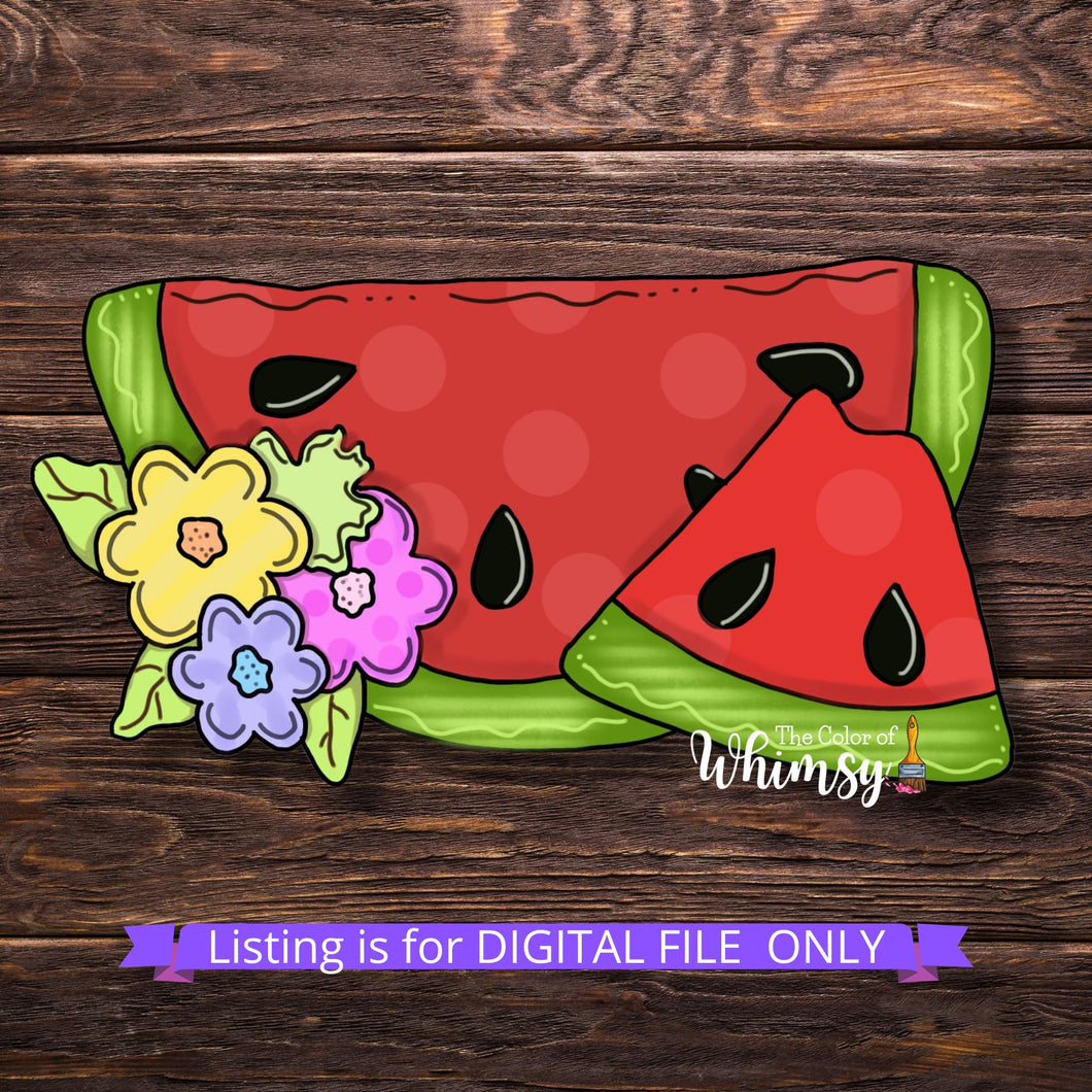 Watermelon Slice with Flowers SVG Cut File