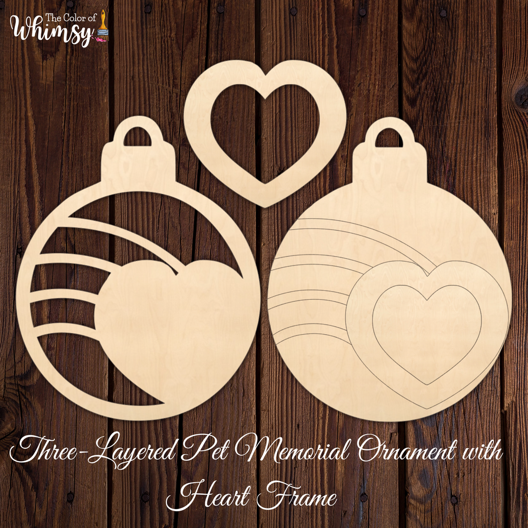 *BULK* Layered Pet Memorial Ornament with Heart Frame (10 COUNT)