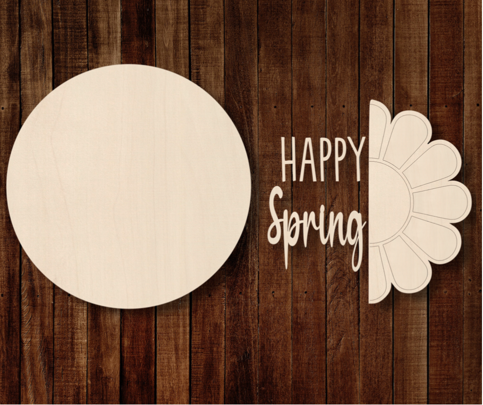 Hello Spring Layered Round Unfinished Wood Shape For Door Hanger or ...