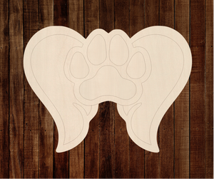 Paw Print with Angel Wings Tag