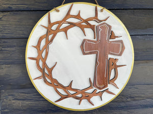 Layered Crown of Thorns He is Risen Sign