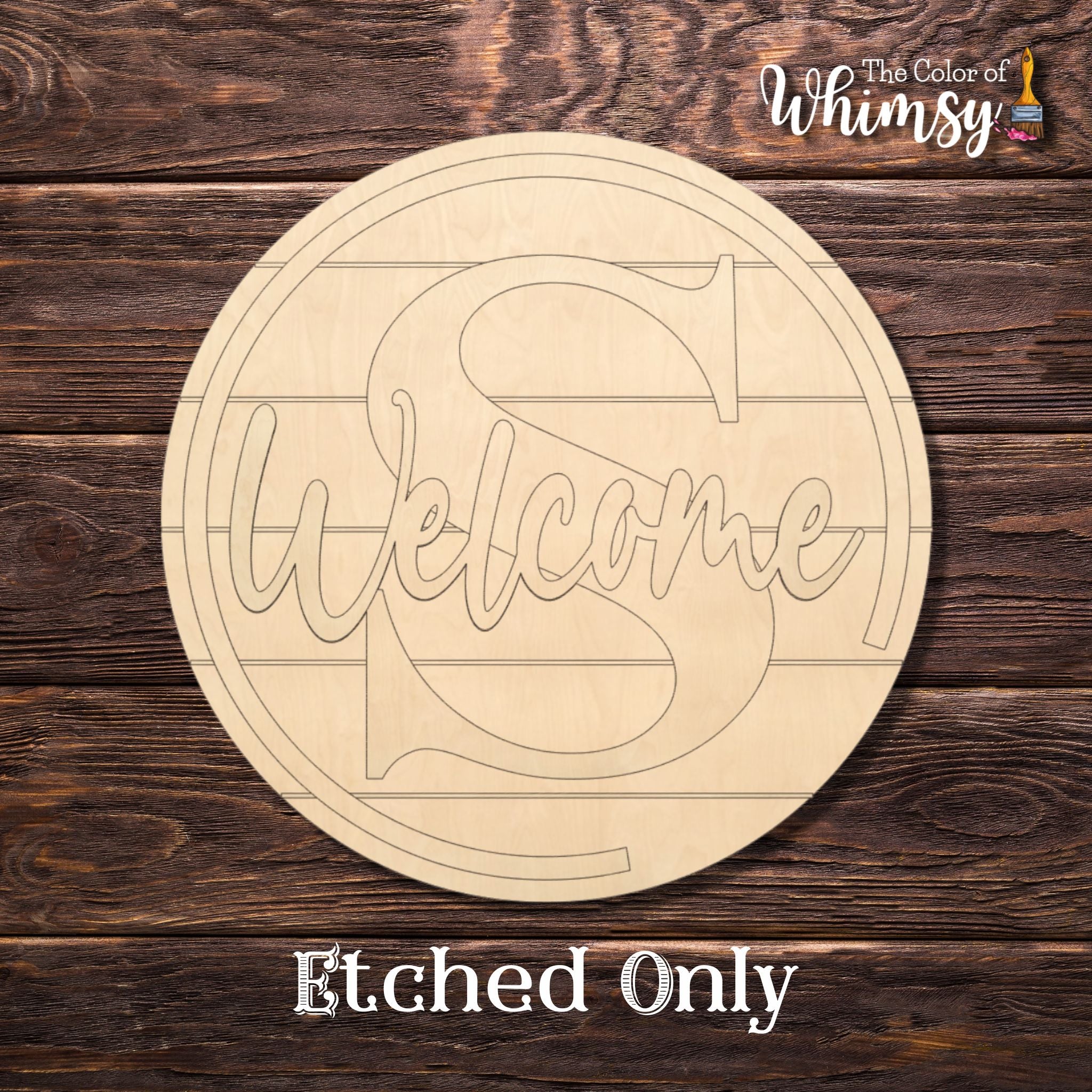 Welcome Letter Layered Round Unfinished Wood Shape For Door Hanger or ...