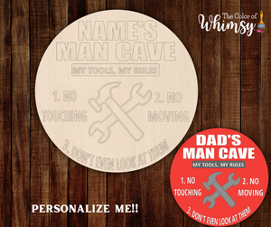 Personalized Name Man Cave Round